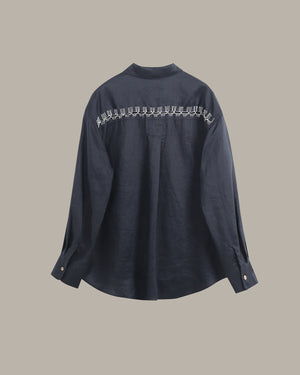 100% 苧麻後背透視襯衫