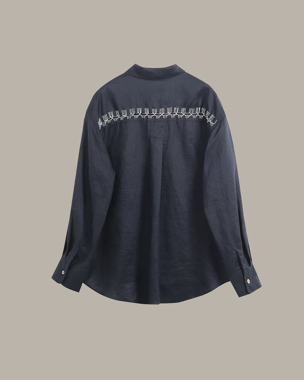 100% Ramie Back Hollow-Out Shirt