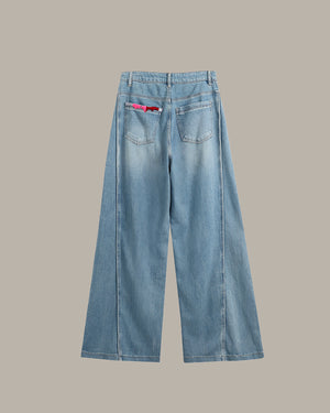 Side Seam Washed Jeans