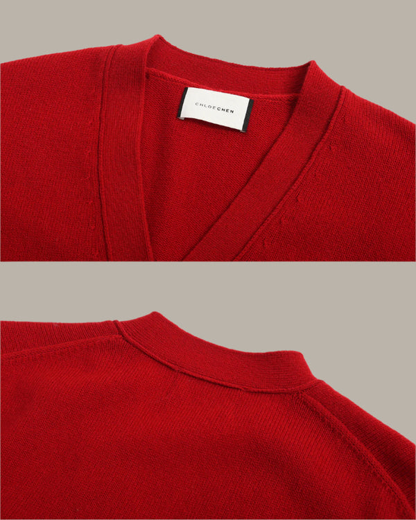 V-Neck Wool Cardigan