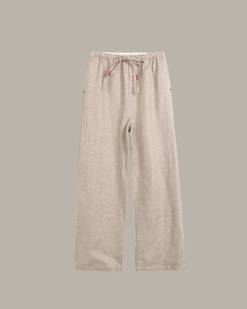 Two-Tone Drawstring Linen Pants
