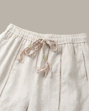 Braided-Drawstring Linen Pant
