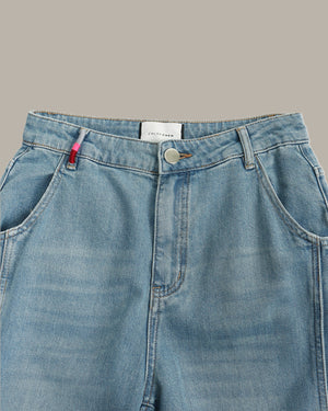 Side Seam Washed Jeans