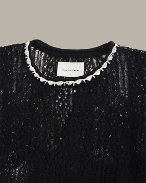 Crochet Neck Knit Top