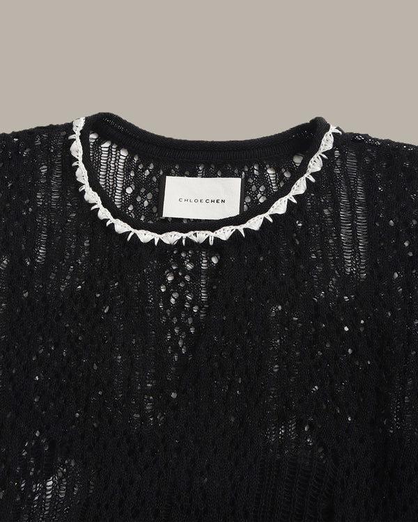 Crochet Neck Knit Top