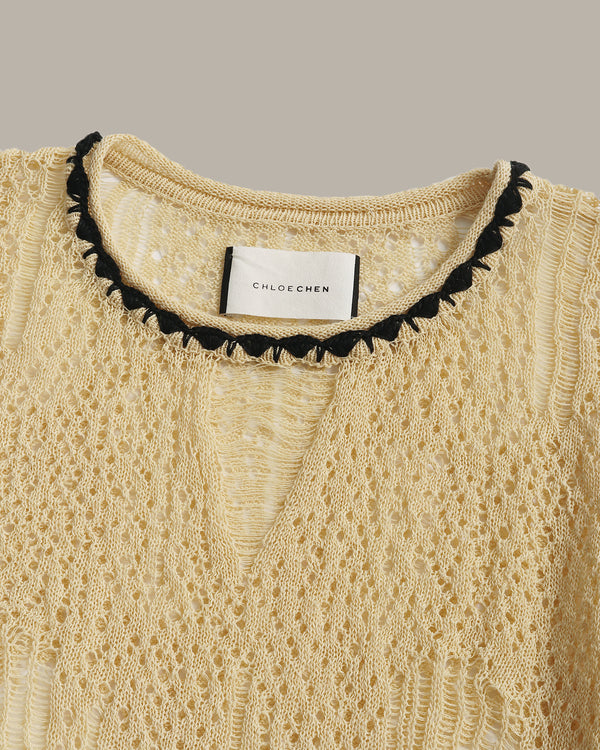 Crochet Neck Knit Top