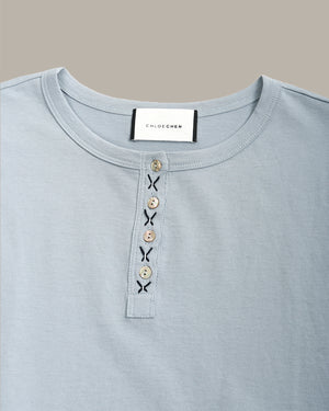 Cross-Stitched Placket Top