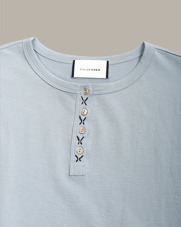 Cross-Stitched Placket Top