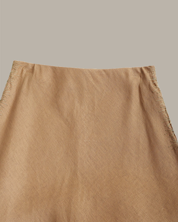 100% Linen Stitched Midi Skirt