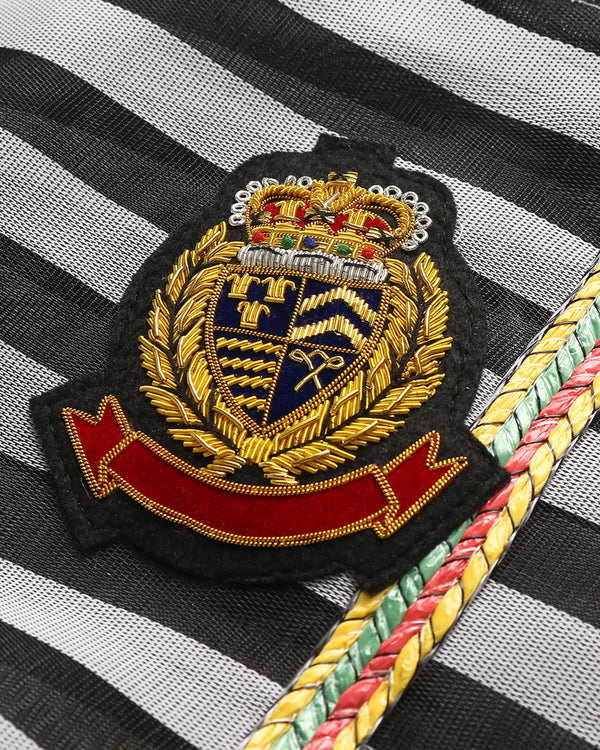 Badge Striped Woven Bag