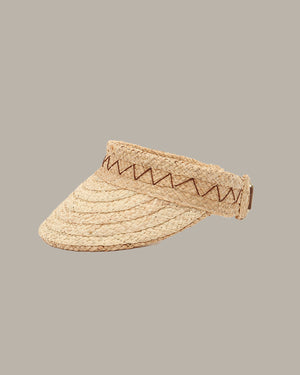 Decorative Stitches Straw Visor Cap