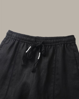 Braided-Drawstring Linen Pant