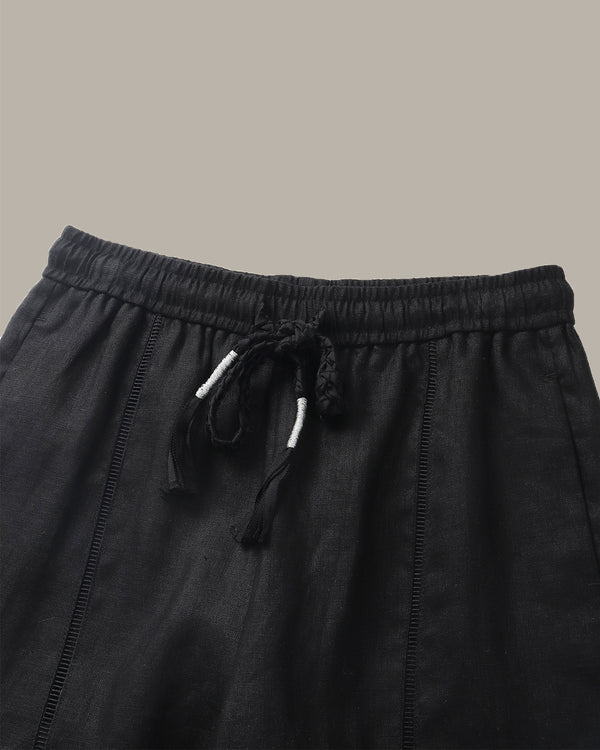 Braided-Drawstring Linen Pant