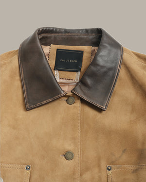 Leather Jacket With Contrast Collar