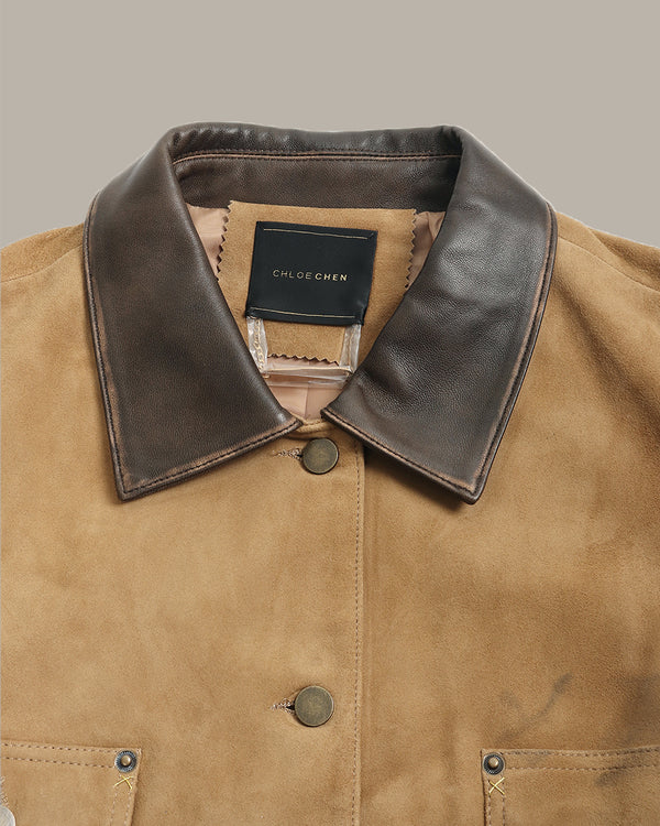 Leather Jacket With Contrast Collar