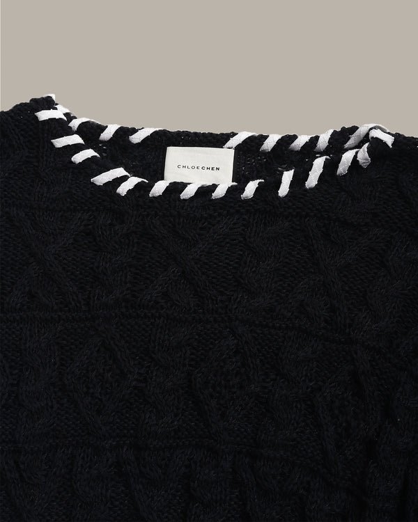 Stitch Collar Knit Top