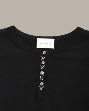 Cross-Stitched Placket Top