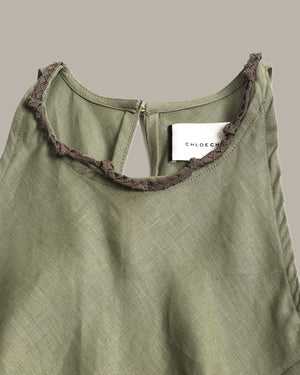 100% Linen Minimalist High-Neck Dress