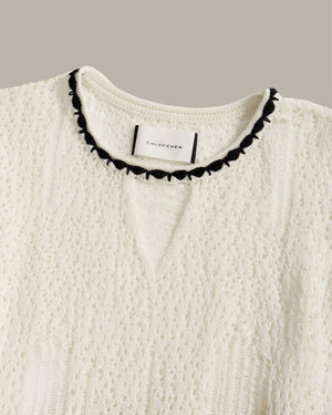 Crochet Neck Knit Top