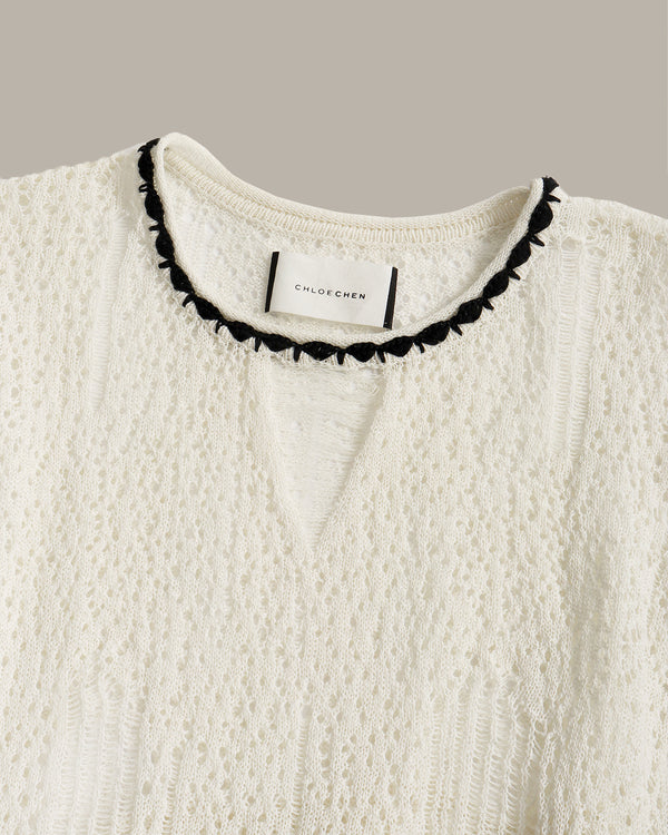 Crochet Neck Knit Top