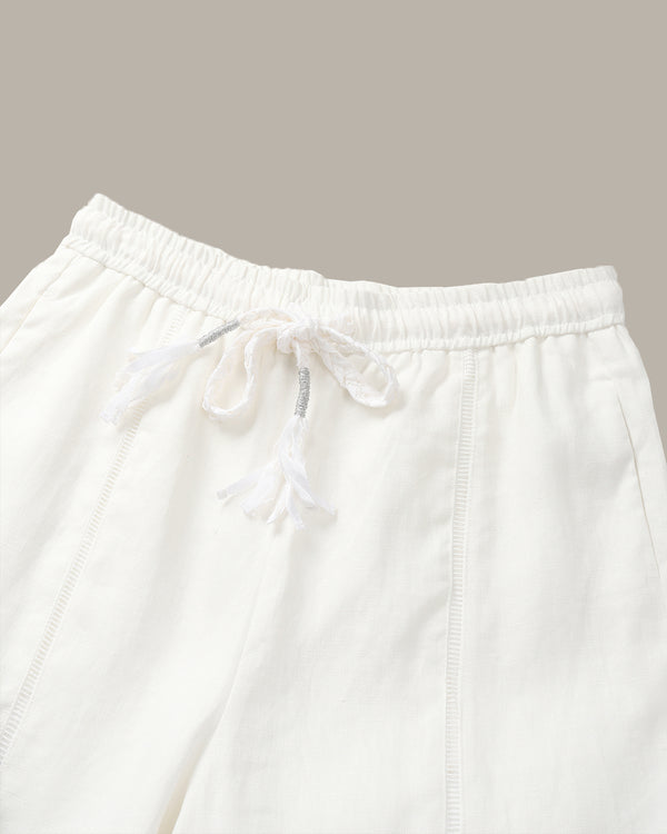 Braided-Drawstring Linen Pant