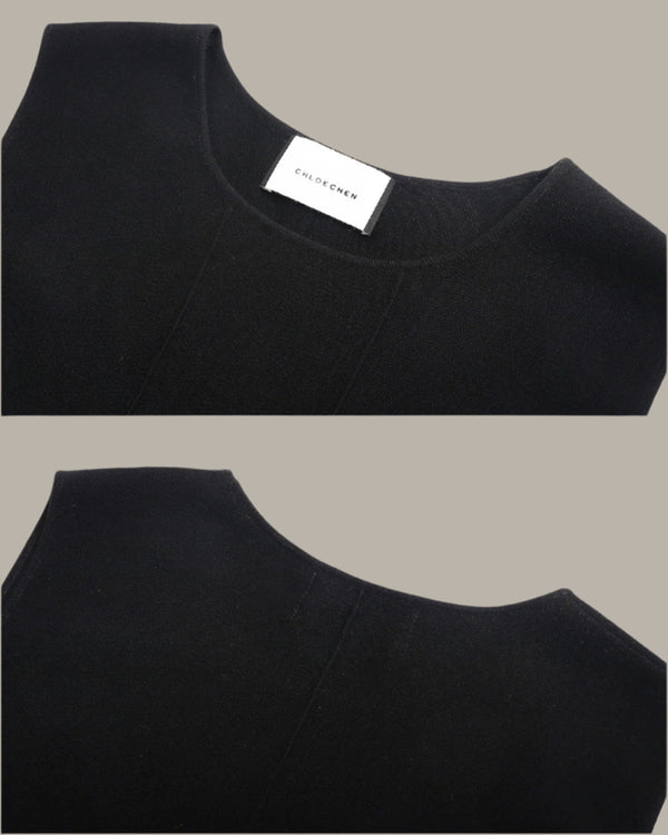 Classic Black Sleeveless Knitted Dress