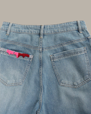 Side Seam Washed Jeans