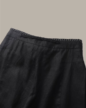 Braided-Drawstring Waist Linen Pant
