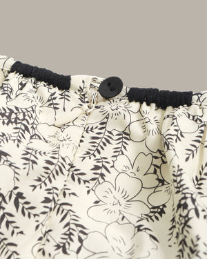 泡泡袖碎花連身裙