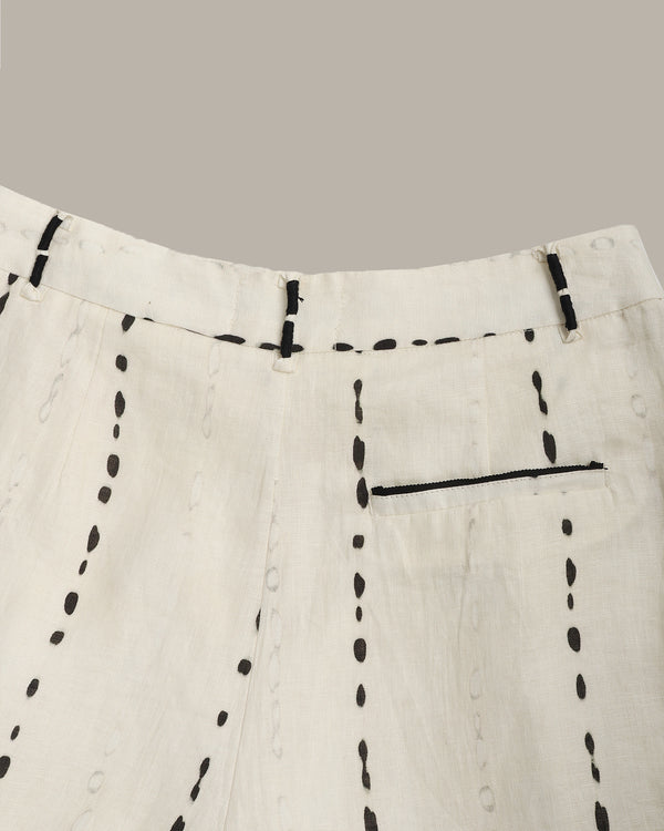 100% Linen Dotted Printed Shorts