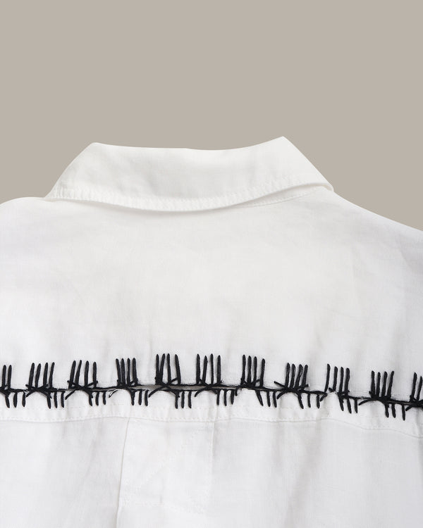 100% Ramie Back Hollow-Out Shirt