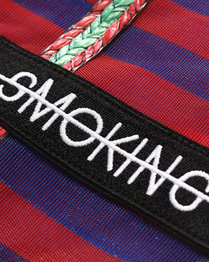 Badge Striped Woven Bag