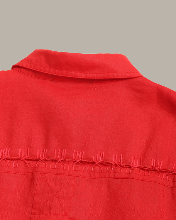 100% Ramie Back Hollow-Out Shirt