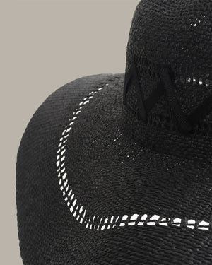 Ribbon Black Straw Hat