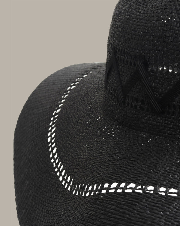 Ribbon Black Straw Hat