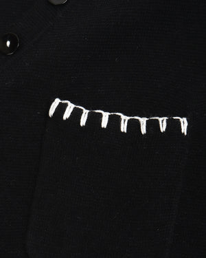 Asymmetric Buttoned V-Neck Knit Top