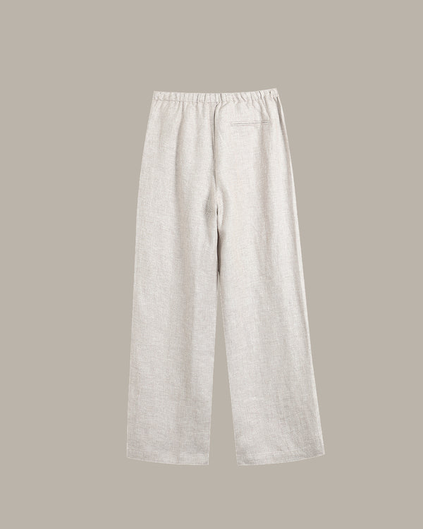 Two-Tone Drawstring Linen Pants