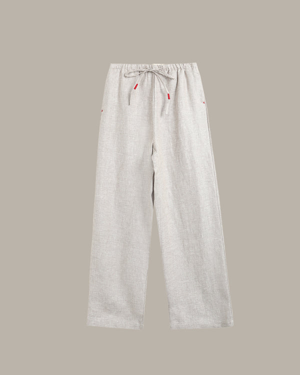 Two-Tone Drawstring Linen Pants