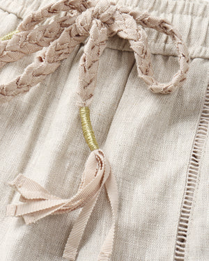 Braided-Drawstring Linen Pant