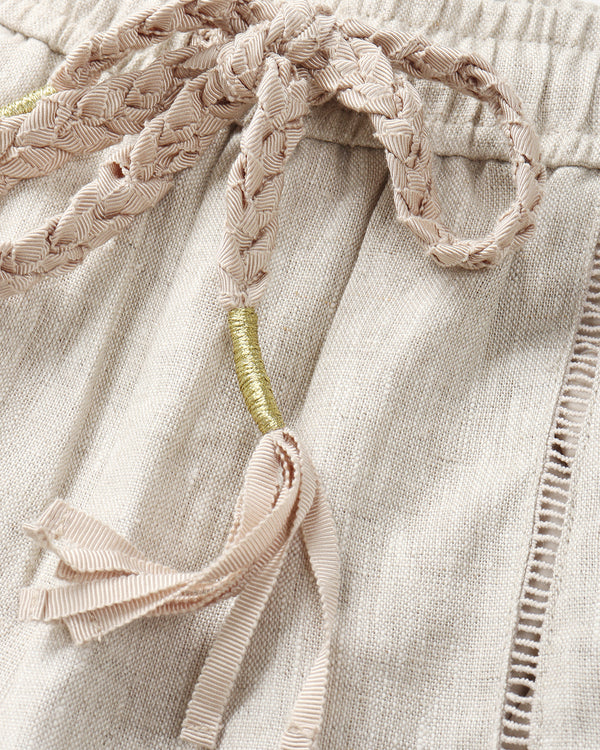 Braided-Drawstring Linen Pant