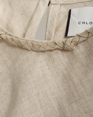 100% Linen Minimalist High-Neck Dress