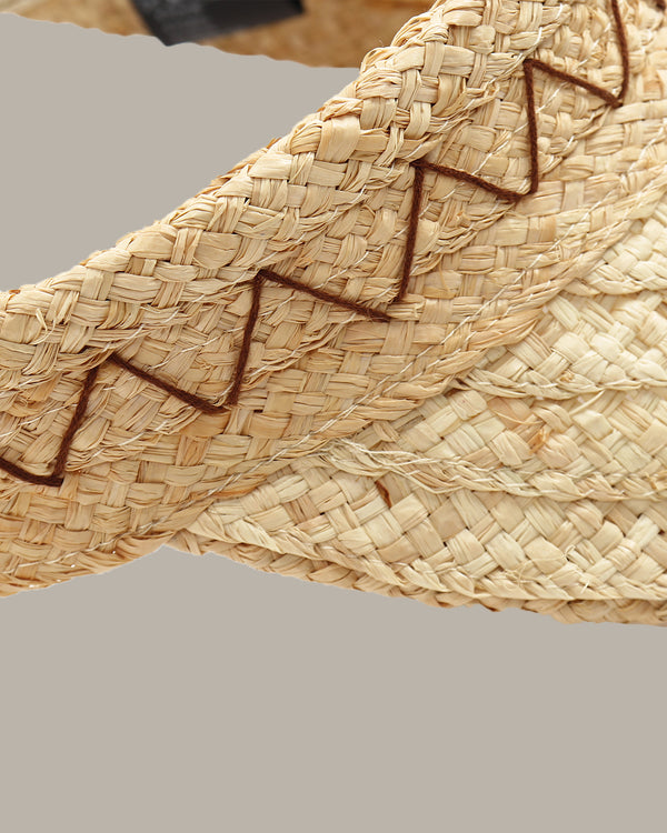 Decorative Stitches Straw Visor Cap
