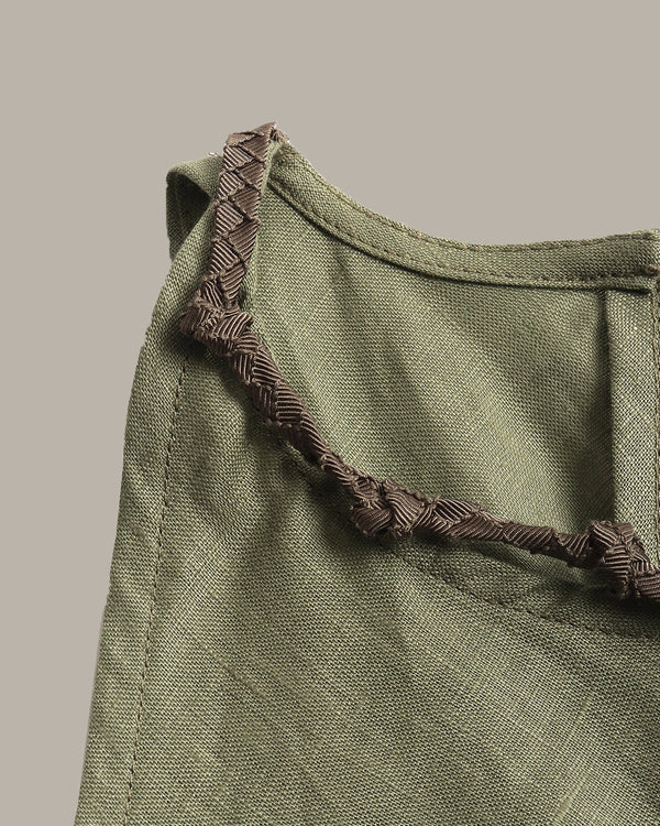 100% Linen Minimalist High-Neck Dress