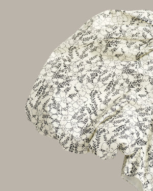 泡泡袖碎花連身裙