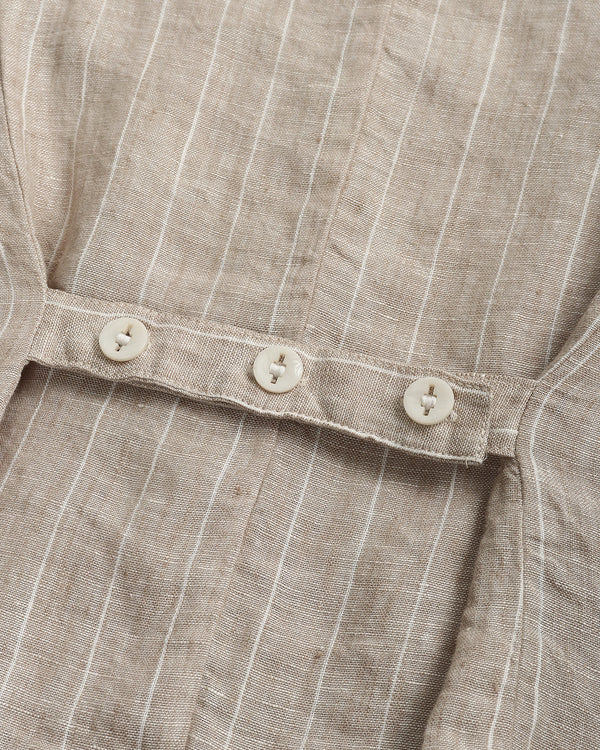 100% Linen Striped Stitch Detail Vest