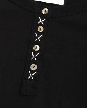 Cross-Stitched Placket Top