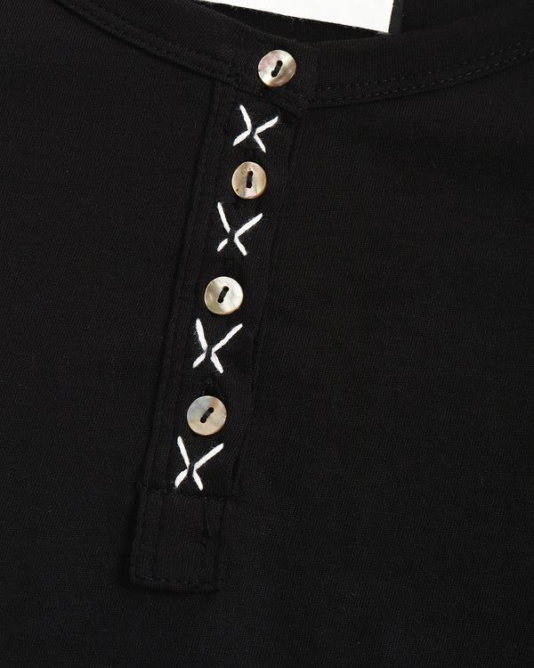 Cross-Stitched Placket Top