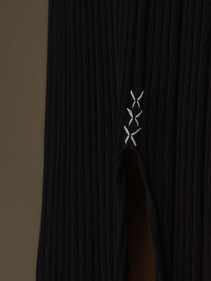 Flowy Pleated Side-Slit Skirt