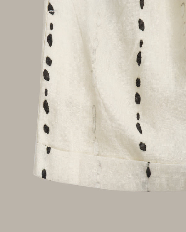 100% Linen Dotted Printed Shorts