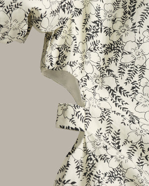 泡泡袖碎花連身裙